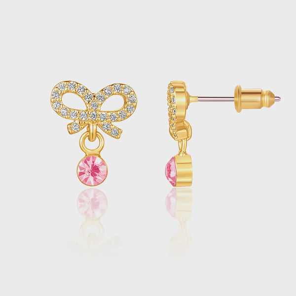 LITTLE LUXE DROP EARRINGS CRYSTAL BOW WITH CZ