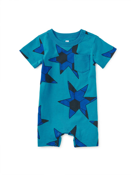 POCKET SHORTIE BABY ROMPER BLUE SOCCER STAR