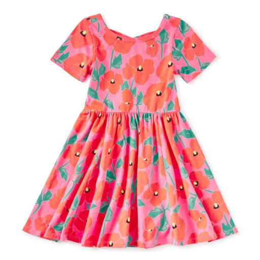 SHORT SLEEVE BALLET DRESS POPPIES