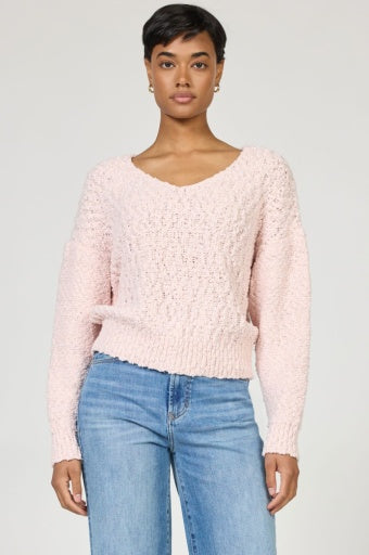 LEXI KNIT V NECK LONG SLEEVE TOP PINK