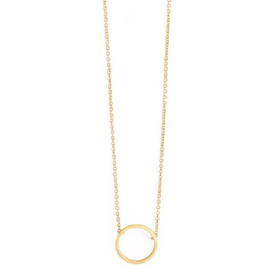 NECKLACE SMALL BRUSHED OPEN CIRCLE GOLD PLATED