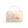 TIE DYE CROCODILE PEARL HANDLE BAG PURPLE