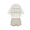 2PC BOTTON UP TOP WITH PLAID VEST AND SHORTS 1269