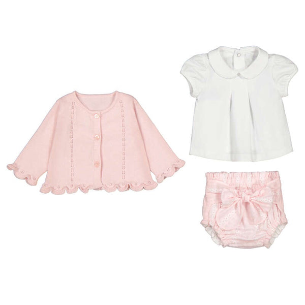 3PC KNIT CARGIGAN AND BOW BLOOMER SET 1287-50