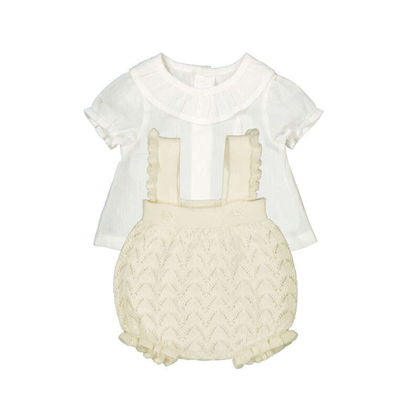 2PC RUFFLE COLLAR AND KNIT BODY CREAM 1637