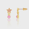LITTLE LUXE DROP EARRINGS STAR WITH PINK CZ