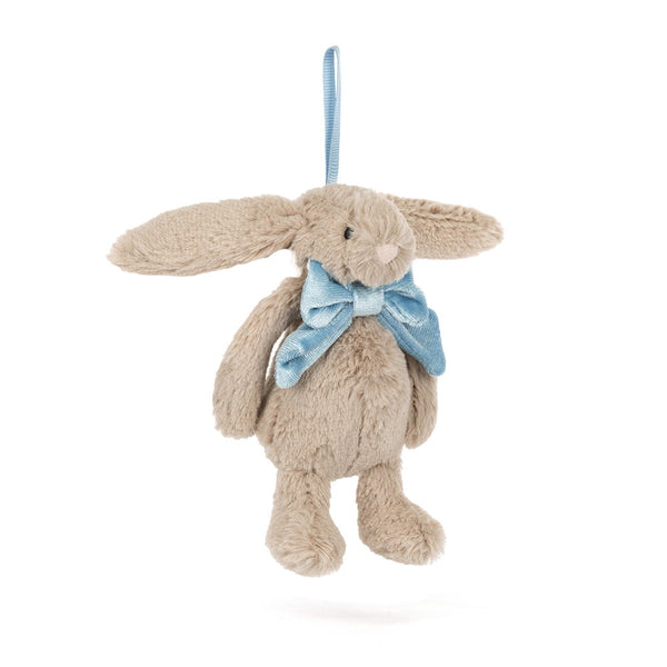 BASHFUL BEIGE BUNNY TREE DECORATION BLUE