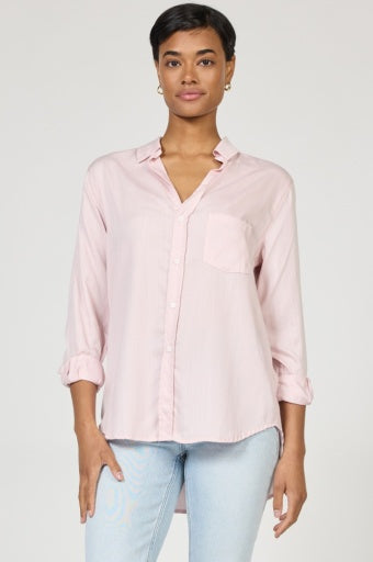 GALINA BUTTON UP TENCEL TOP PINK