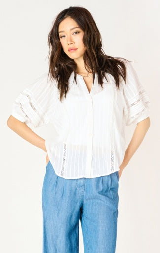 LACE INSERT BLOUSE WHITE