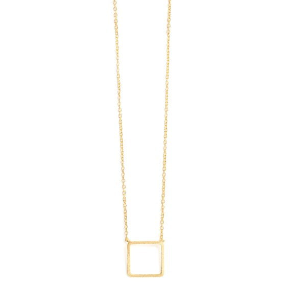 NECKLACE SMALL BRUSHED OPEN SQUARE GOLD PLATED