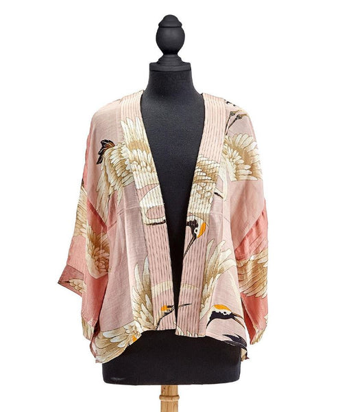 PINK HERON SHORT KIMONO