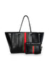 GREYSON TOTE BELLO BLACK COATED ARMY BLACK RED STRIPE