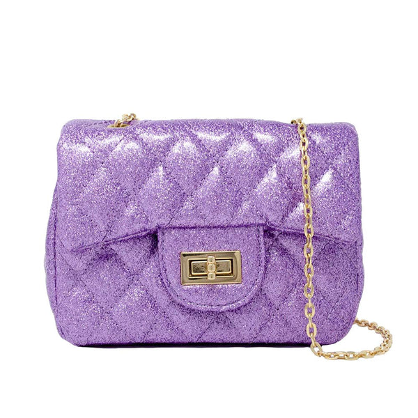 MINI PURSE QUILTED CLASSIC SPARKLE PURPLE