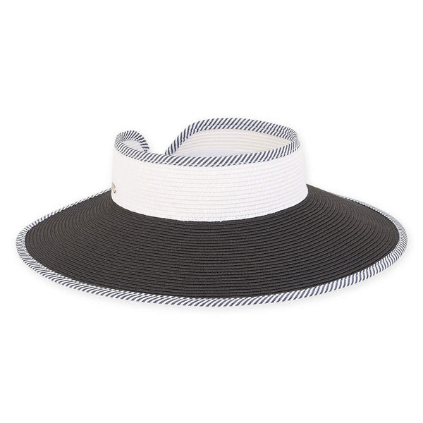 ROLL UP CLASSIC WHITE BAND WITH BLACK BRIM AND STRIPE TRIM