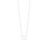 NECKLACE SMALL BRUSHED OPEN CIRCLE RHODIUM PLATED