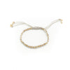 BRACELET LIGHT GREY WOVEN GOLD ROUND BEADS WITH ADJUSTABLE TIE