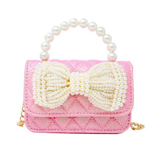 PEARL HANDLE BOW BAG PINK