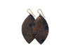EARRINGS STARBURST BLUE AND BRONZE LEATHER LARGE