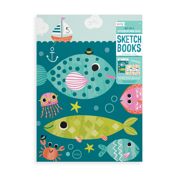 DOODLE PAD DUO SKETCHBOOKS FRIENDLY FISH 2PC